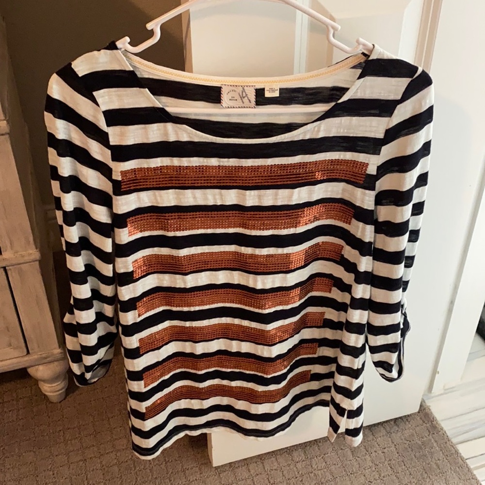 Postmark (Anthro) Sequined Striped Top
